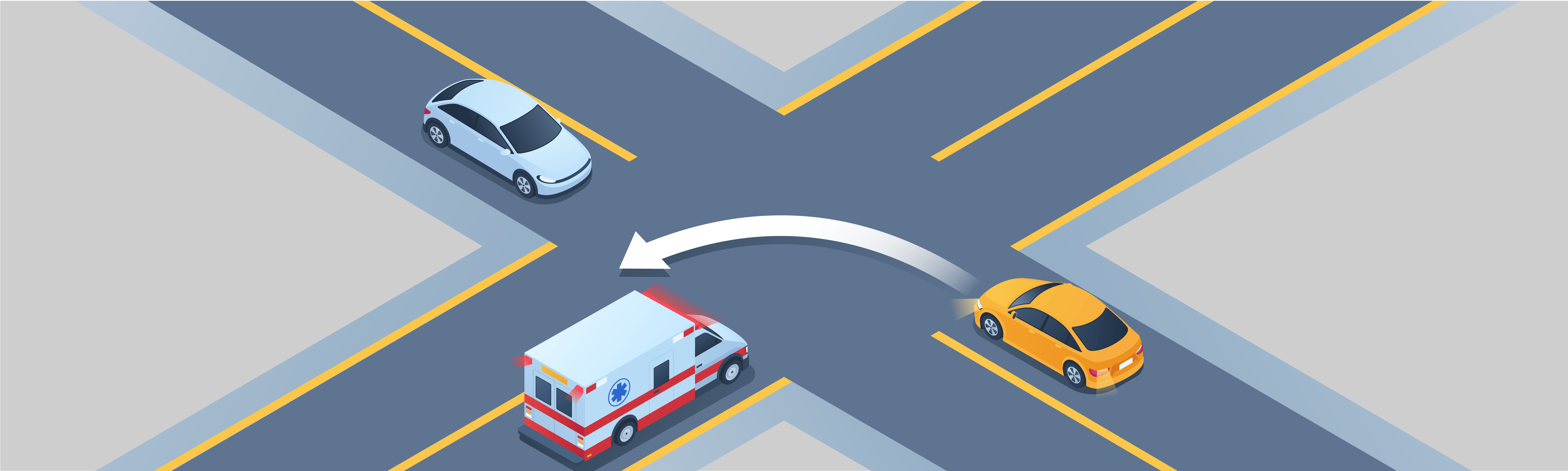 Dealing with particular situations - If you are in an intersection and preparing to make a turn, and an emergency vehicle suddenly approaches, what should you do?